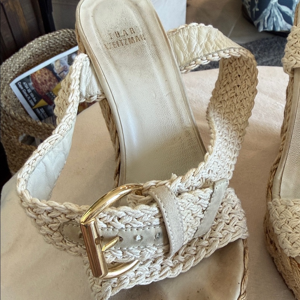 Woven Raffia wedge sandals, Size 6 Stuart Weitzman - Picture 7 of 9